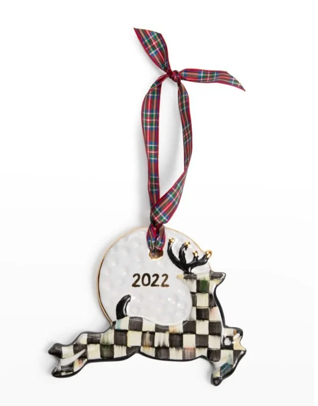 MacKenzie-Childs 2022 Courtly Check Stag Christmas Ornament - FINAL  SALE
