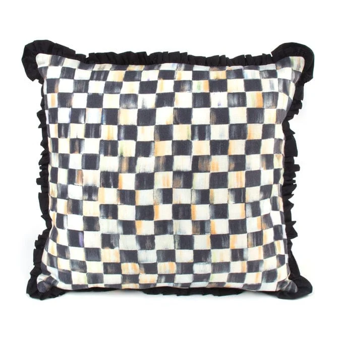 MacKenzie-Childs Courtly Check Ruffled Square Throw Pillow