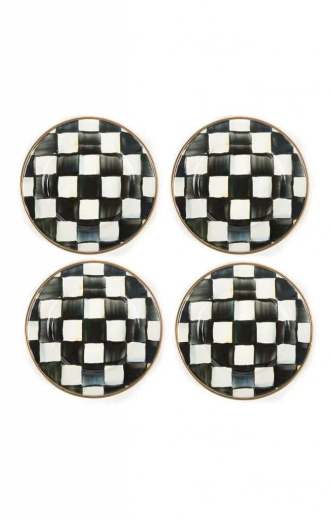 Mackenzie-Childs Courtly Check Enamel Canape Plates - Set of 4