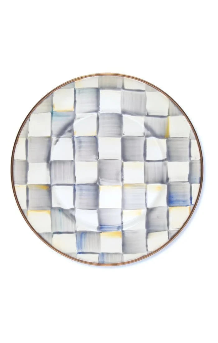 MacKenzie-Childs Sterling Check Enamel Salad/Dessert Plate