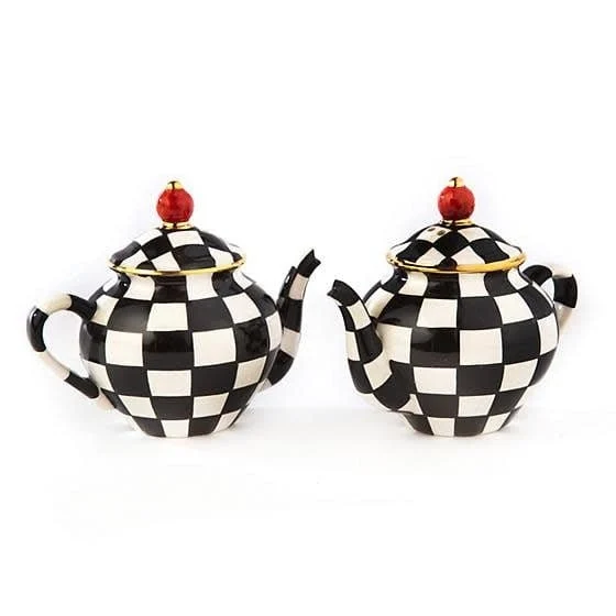 MacKenzie-Childs Courtly check Teapot Salt & Pepper Set