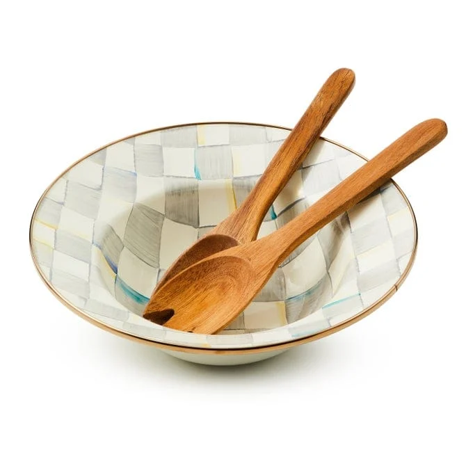 MacKenzie-Childs Sterling Check Salad Serving Set