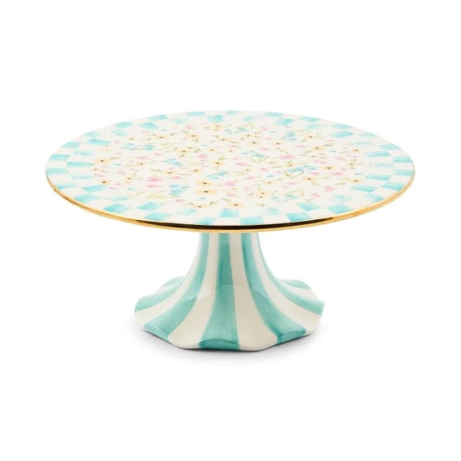 MacKenzie-Childs Posie Patch Small Ceramic Pedestal Platter Final Sale