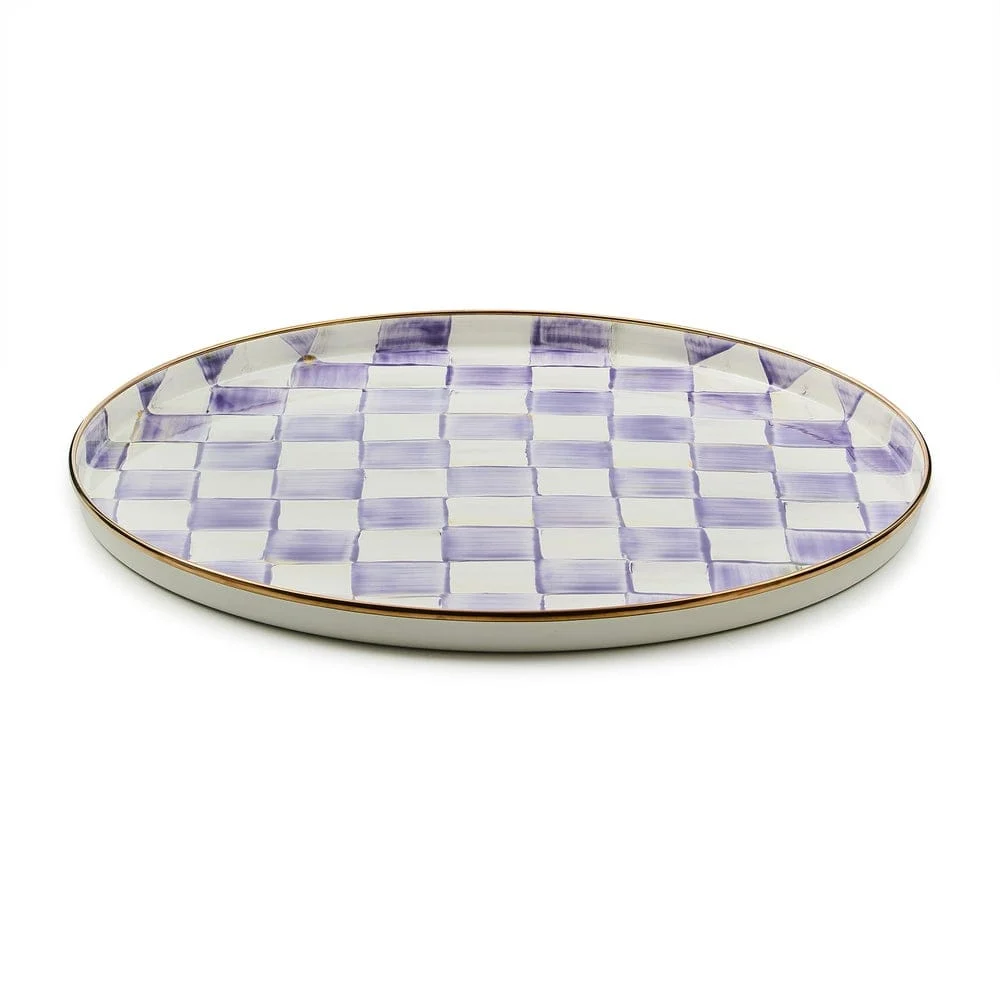 MacKenzie-Childs Violet Check Round Tray