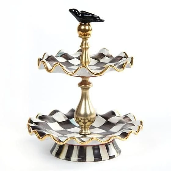 MacKenzie-Childs Courtly Check Two Tier Sweet Stand