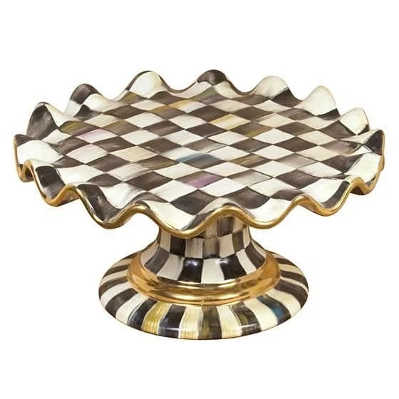 Mackenzie-Childs Courtly Check Fluted Cake Stand