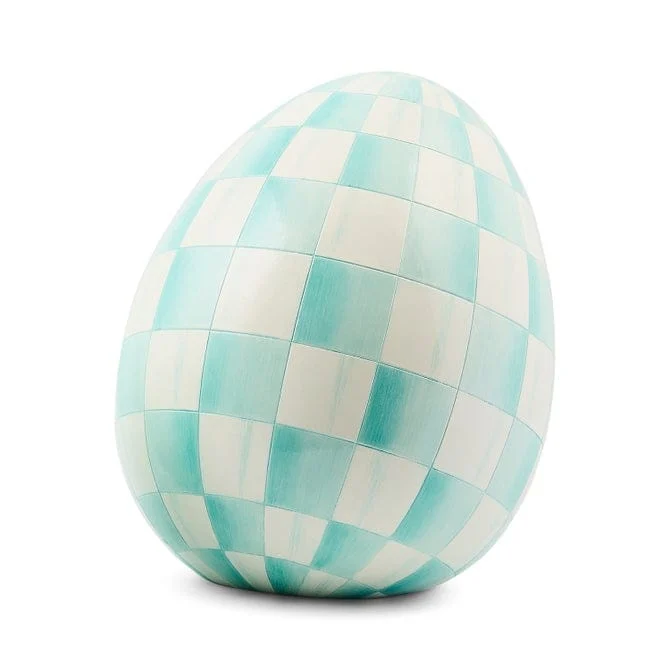 MacKenzie-Childs Aqua Check Small Egg Final Sale