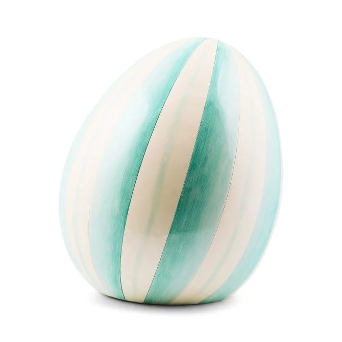 MacKenzie-Childs Aqua Stripe Medium Egg Final Sale