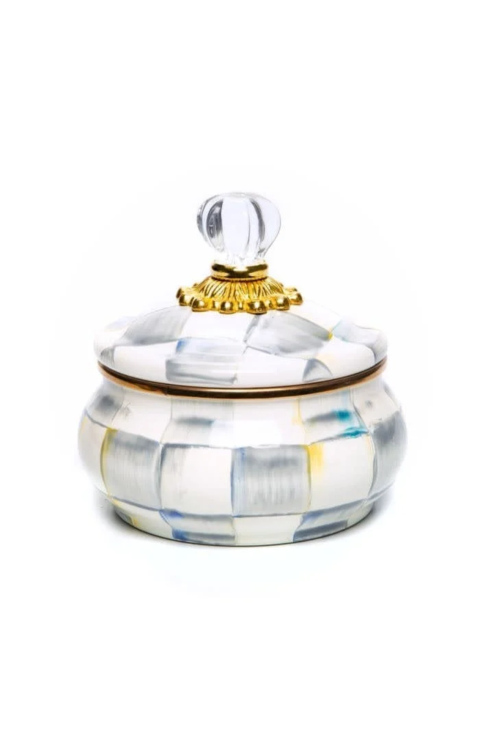 MacKenzie-Childs Sterling Check Enamel Squashed Pot