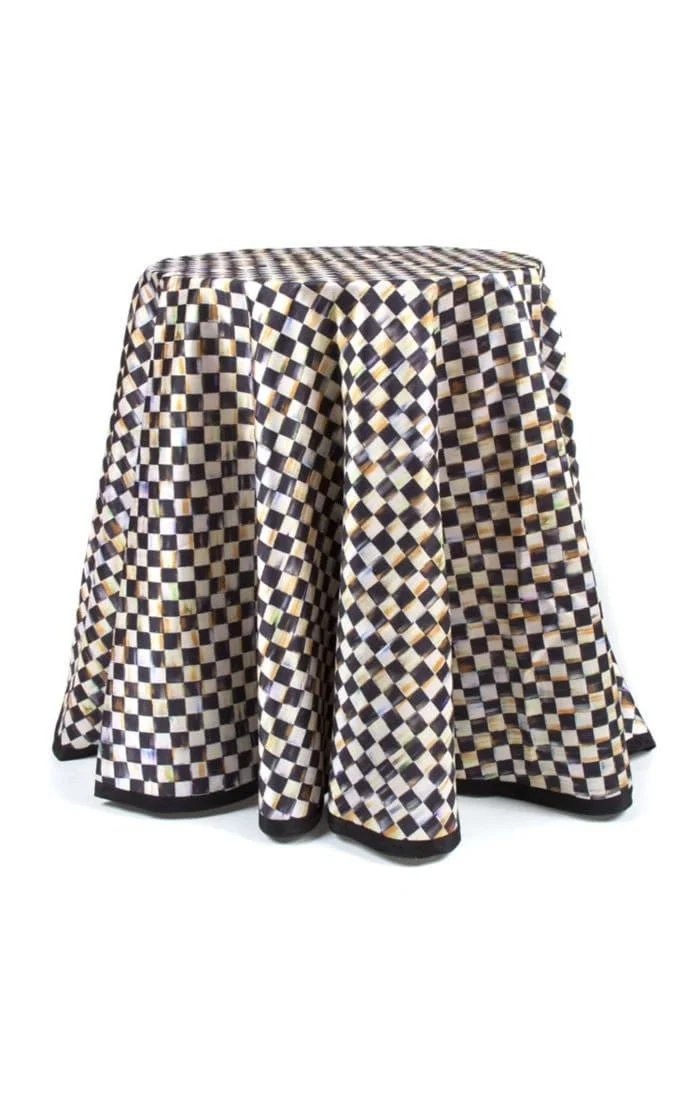 Mackenzie-Childs 90" Round Courtly Check Table Cloth - Black Trim