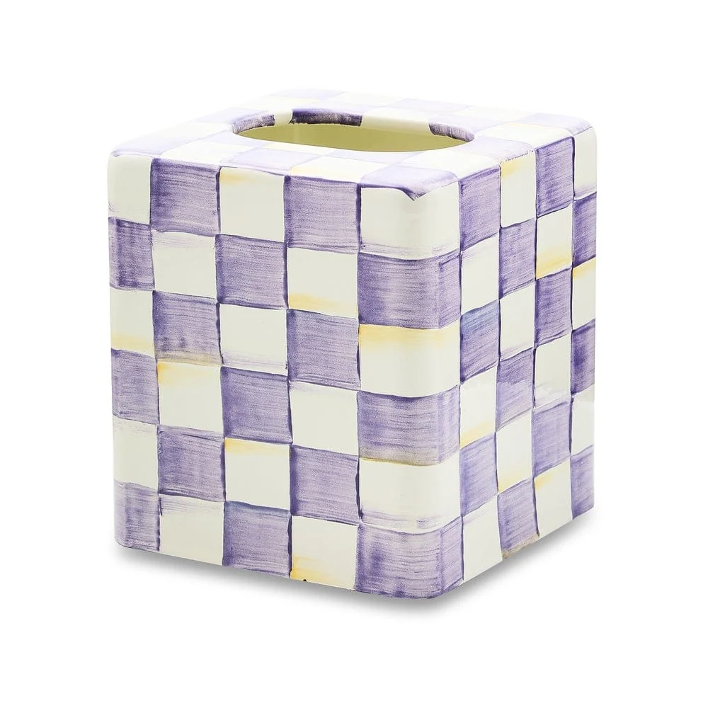 MacKenzie-Childs Violet Check Boutique Tissue Box Cover