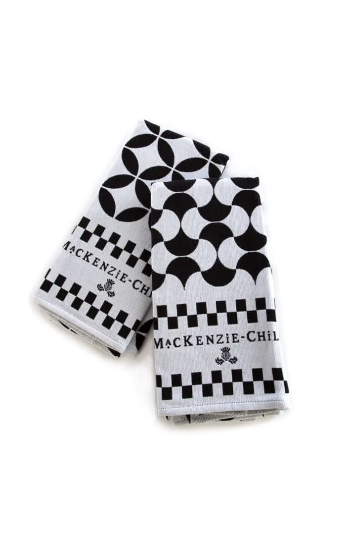 MacKenzie-Childs Geo Dish Towels - Black - Set of 2