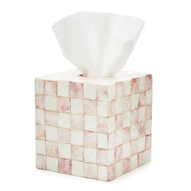 MacKenzie-Childs Rosy Check Capiz Boutique Tissue Box Cover