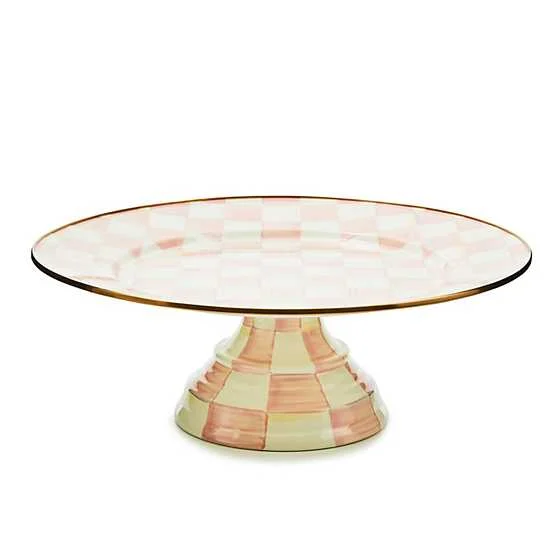 MacKenzie-Childs Rosy Check Large Pedestal Platter