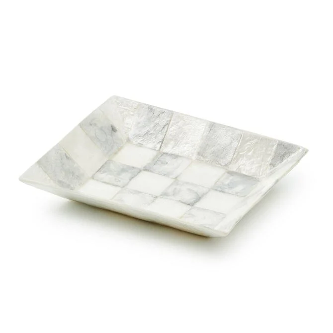 MacKenzie-Childs Sterling Check Capiz Soap Dish