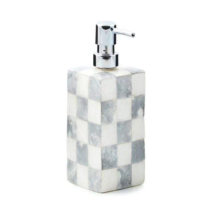 MacKenzie-Childs Sterling Check Capiz Soap Pump