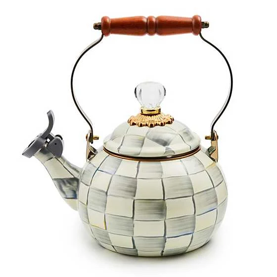 MacKenzie-Childs Sterling Check Whistling Tea Kettle