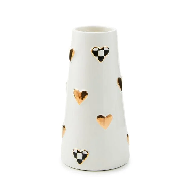 MacKenzie-Childs Courtly Check Short Heart Vase
