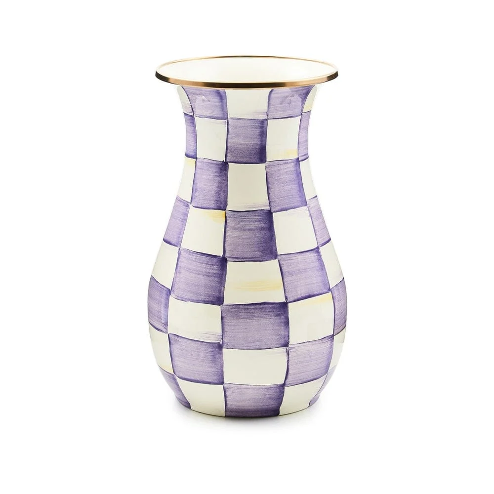 MacKenzie-Childs Violet Check Tall Vase