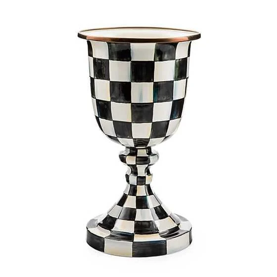MacKenzie-Childs Courtly Check Enamel Pedestal Vase