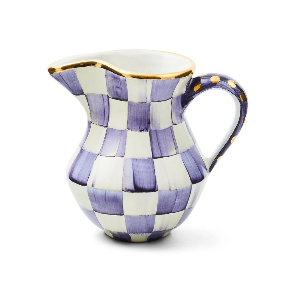 MacKenzie-Childs Violet Check Ceramic Creamer