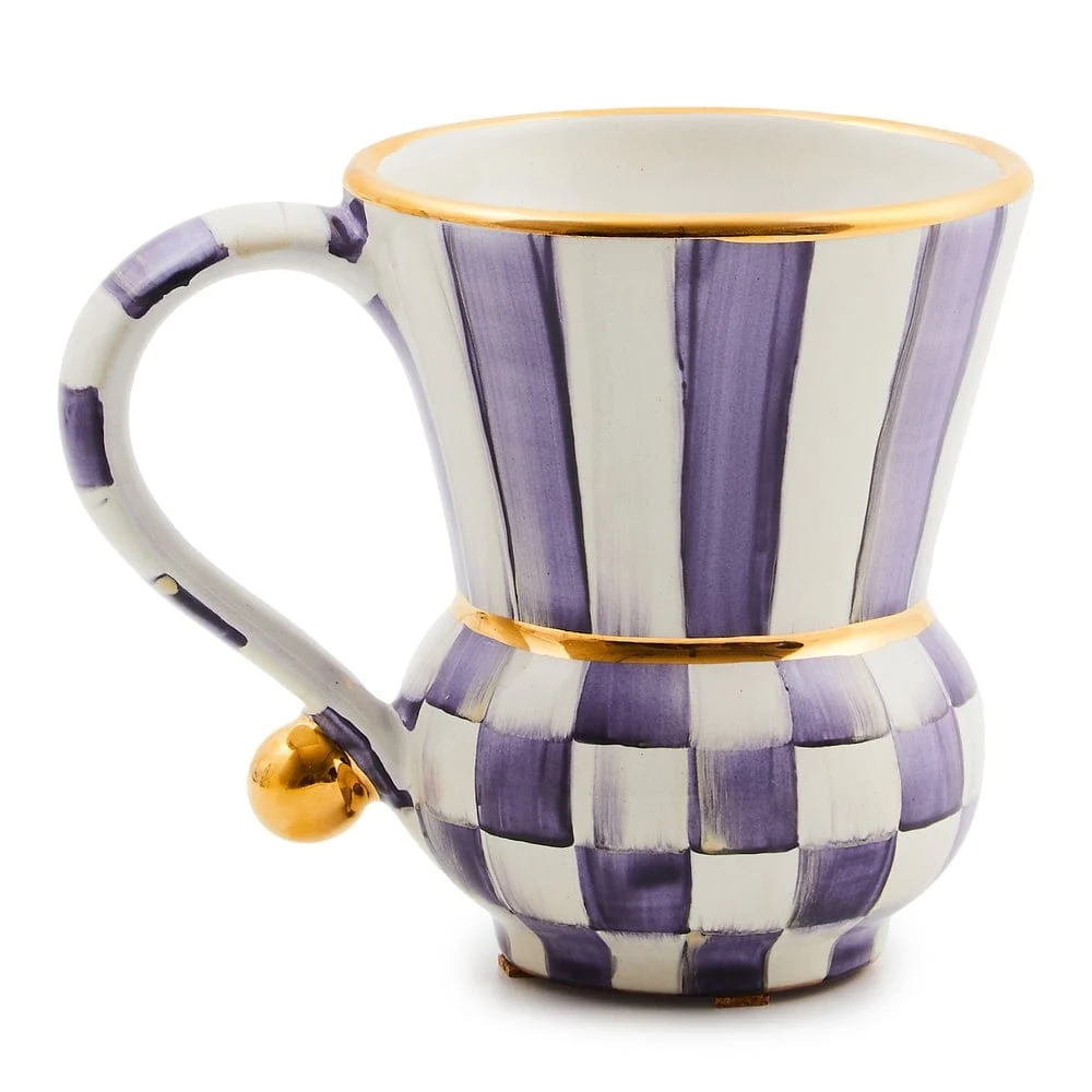 MacKenzie-Childs Violet Check Ceramic Mug
