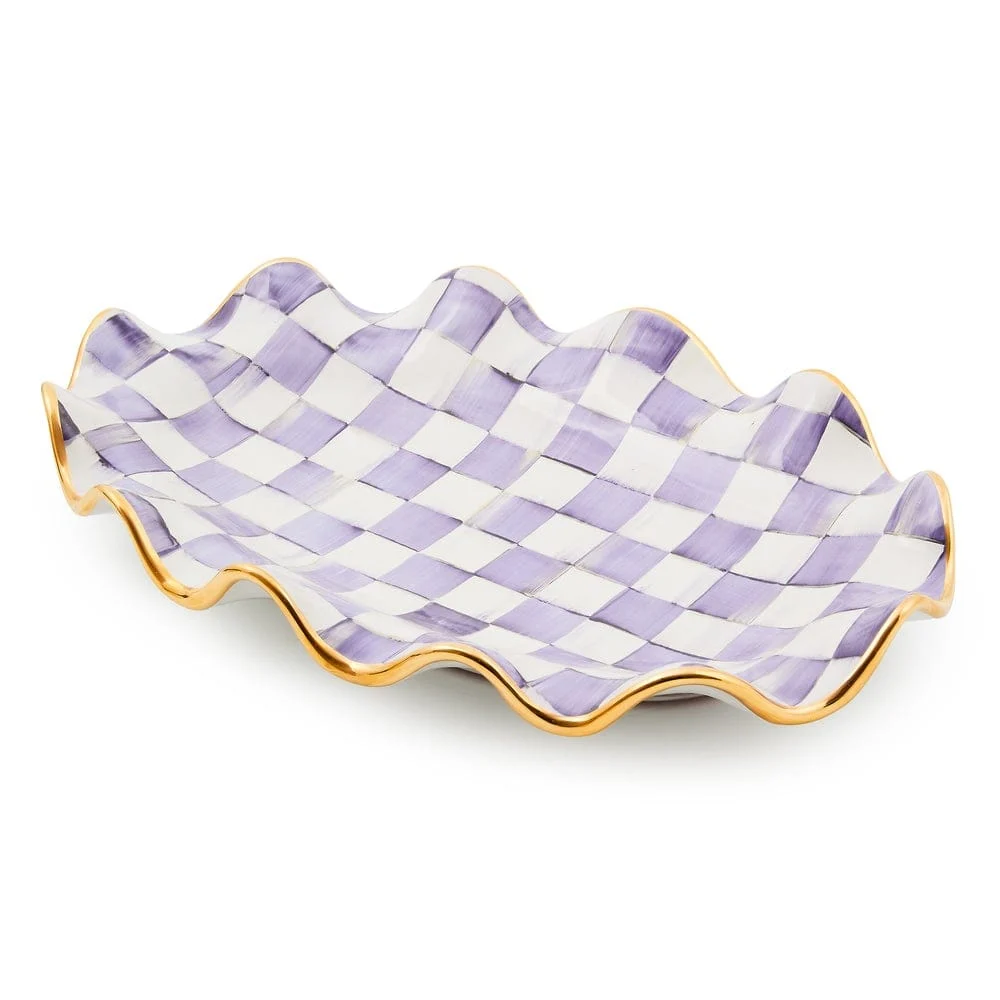 MacKenzie-Childs Violet Check Ceramic Serving Platter