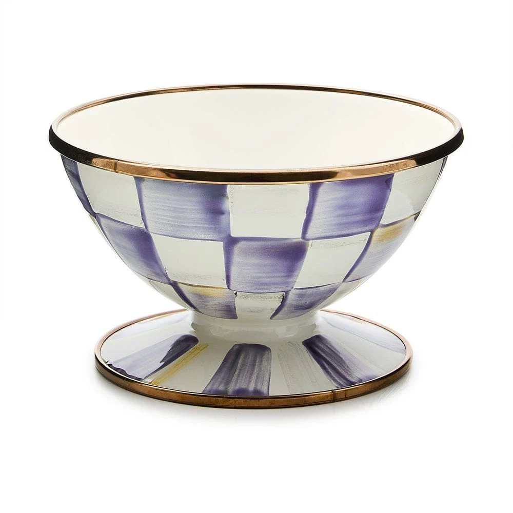 MacKenzie-Childs Violet Check Ice Cream Dish