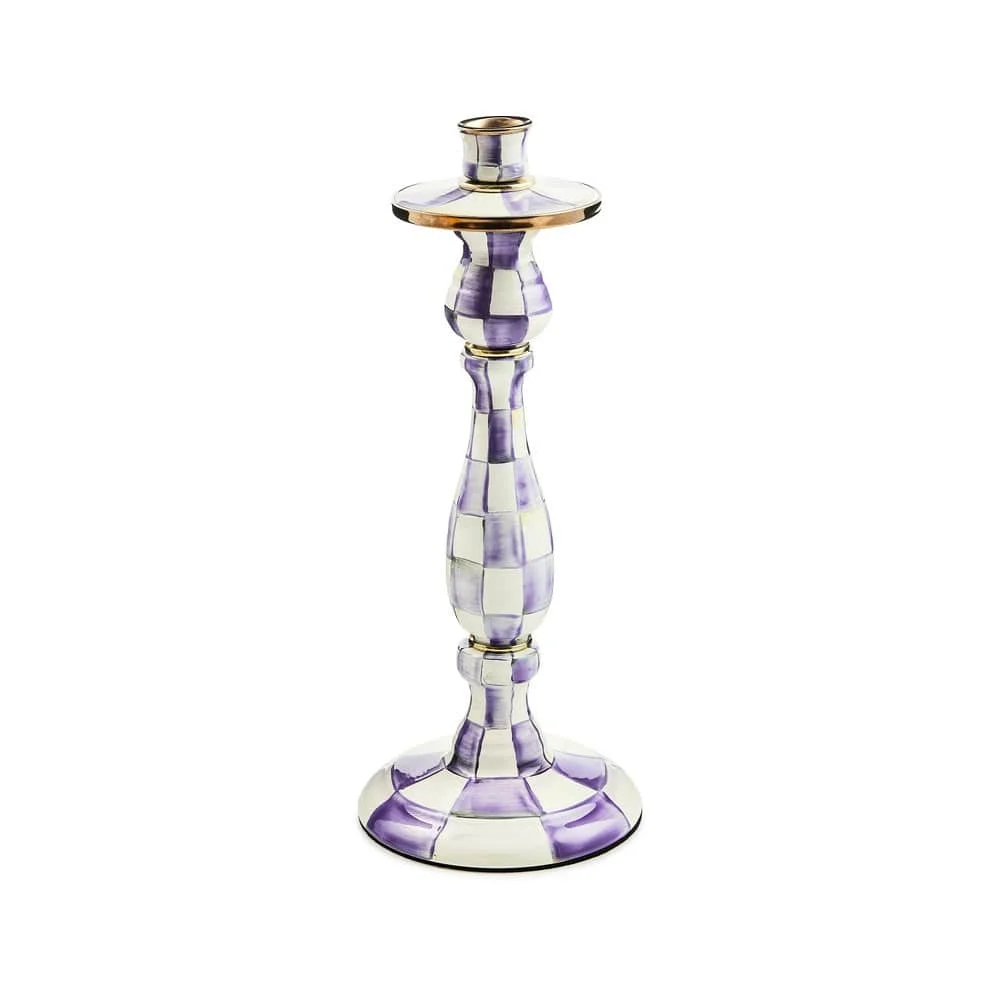 MacKenzie-Childs Violet Check Large Candlestick