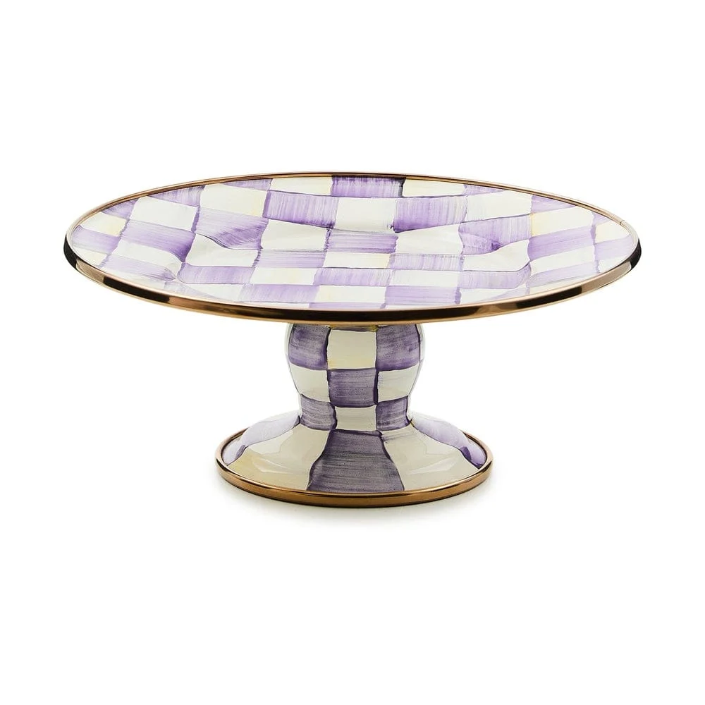 MacKenzie-Childs Violet Check Mini Pedestal Platter