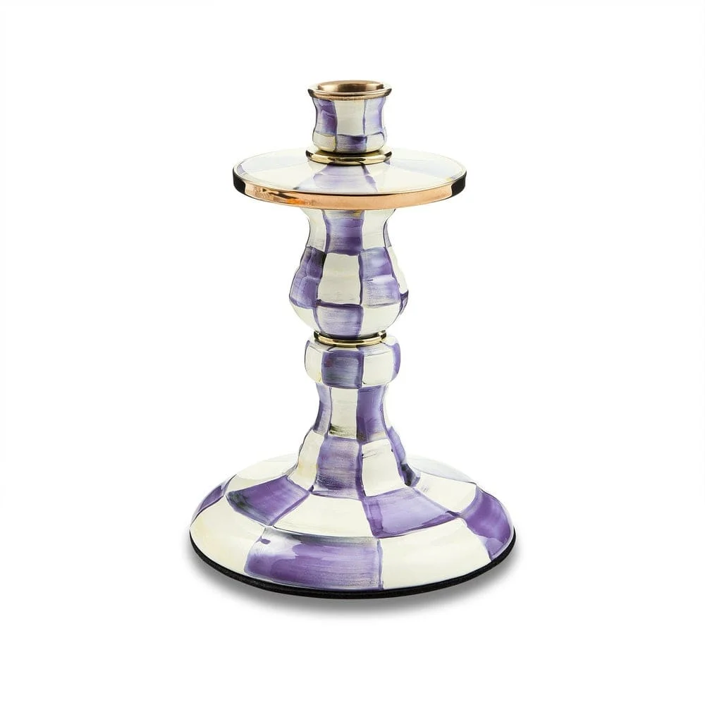 MacKenzie-Childs Violet Check Small Candlestick