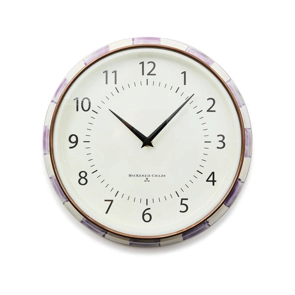 MacKenzie-Childs Violet Check School Wall Clock