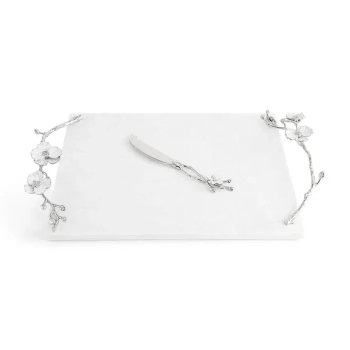Michael Aram Silver Orchid Cheeseboard with Knife