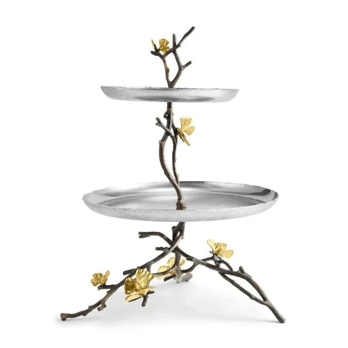 Michael Aram Butterfly Ginkgo  2 Tier Etagere