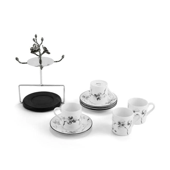 Michael Aram Black Orchid Demitasse Set with Stand