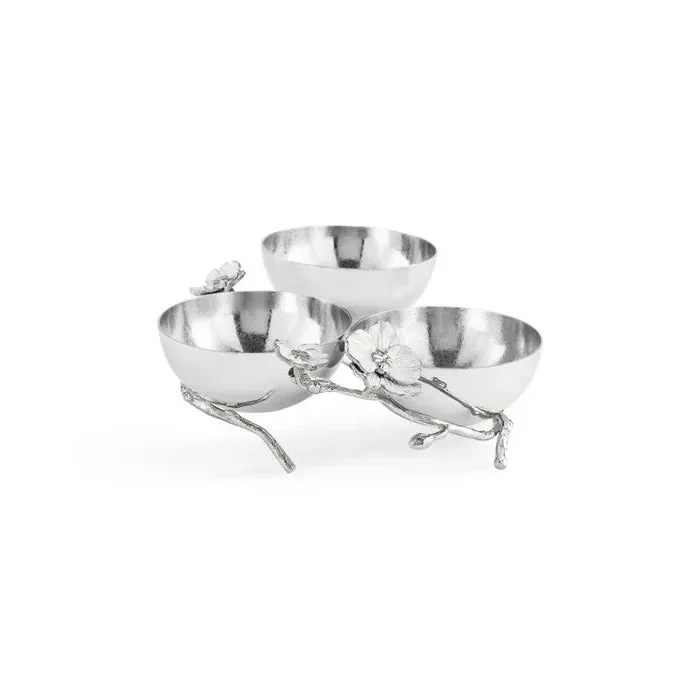Michael Aram Silver Orchid Triple Bowl