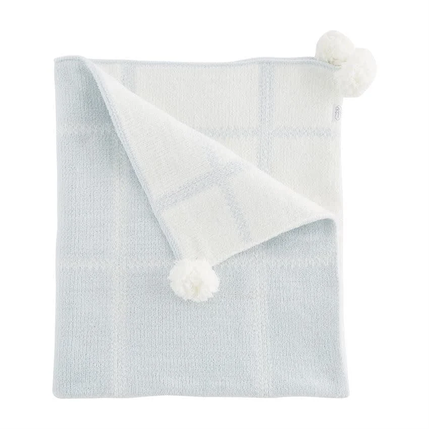 Mud Pie Blue Plaid Chenille Blanket