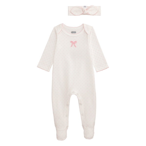 Mud Pie Dot Bow Sleeper & Headband Set - 6-9 Months