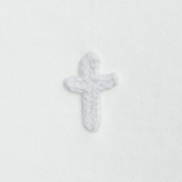 Mud Pie Ivory Crochet Cross Sleeper - 0-3 Months