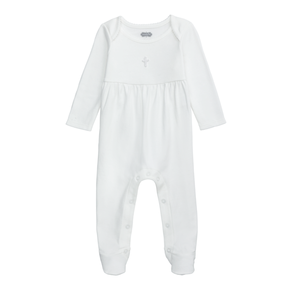 Mud Pie Ivory Crochet Cross Sleeper - 3-6 Mo