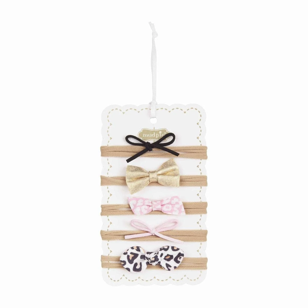 Mud Pie Small Leather Bow Set