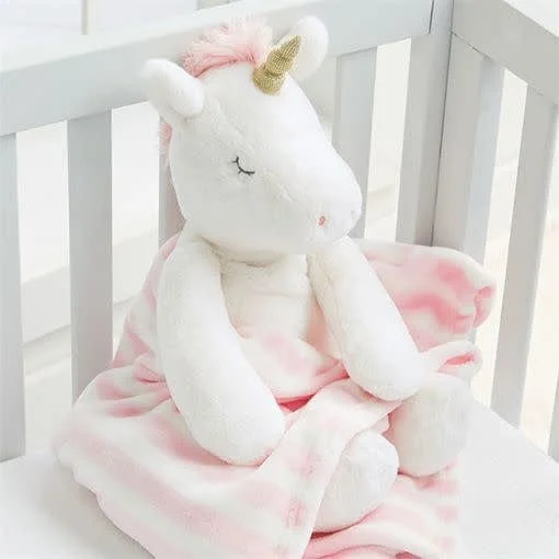 Mud Pie UNICORN PLUSH WITH BLANKET