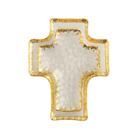 Mud Pie Gold Edge Cross Tidbit Tray Set