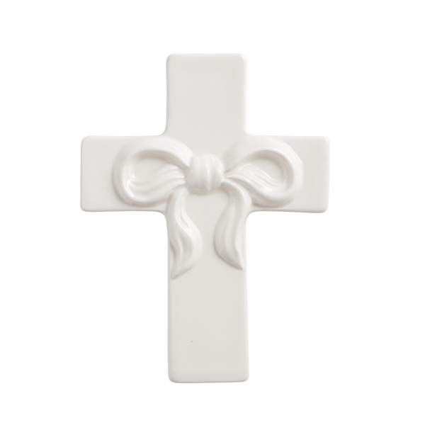 Mud Pie Medium Bow Ceramic Cross