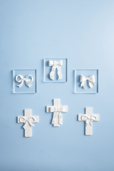 Mud Pie Small Bow Ceramic Cross