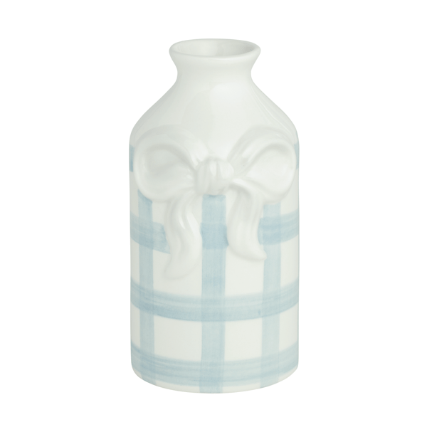 Mud Pie Medium Gingham Bow Bud Vase