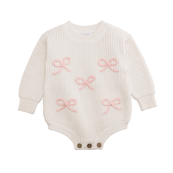 Mud Pie Bow Chainstitch Baby Sweater Bubble