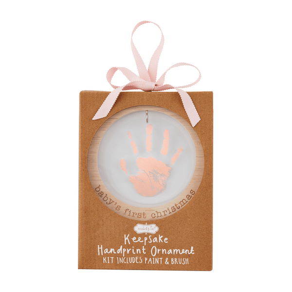 Mud Pie Pink acrylic handprint ornament