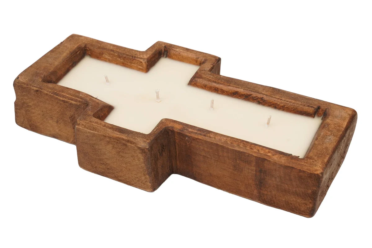 Cross Dough Bowl-Candle Ready-6x12-Small-3 Color Choices: Waxed