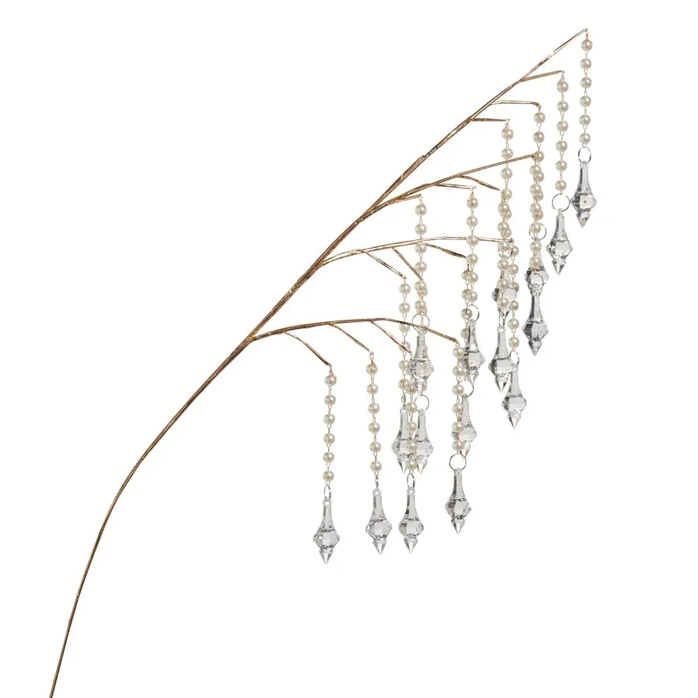 32" Pearl and Crystal Dripping Spray